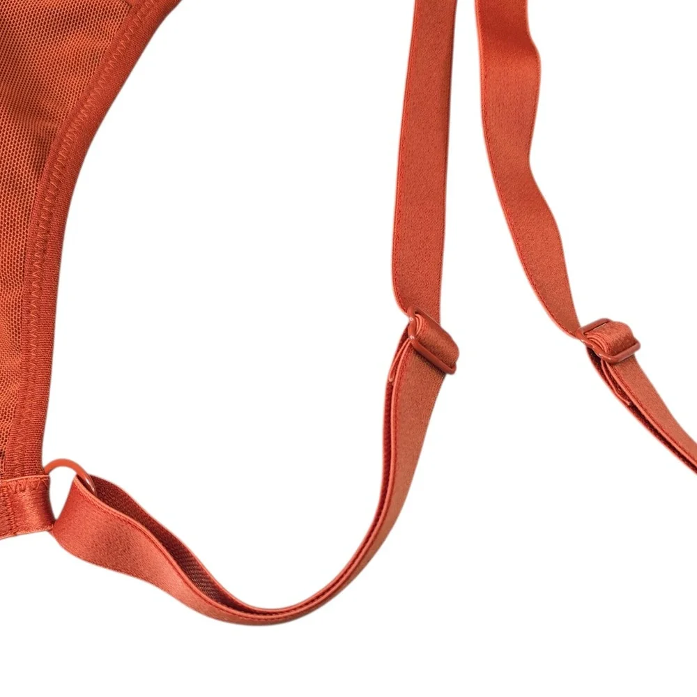 Knix Wireless Bra Rust Orange Mesh Triangle Cups Adjustable Straps XL‎